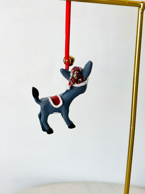 Ceramic Donkey Christmas Ornament