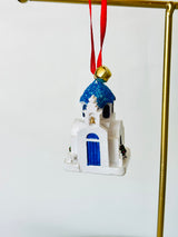 Ceramic Greek Island Church Christmas Ornament