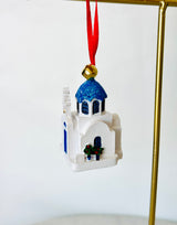 Ceramic Greek Island Church Christmas Ornament