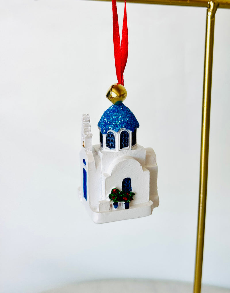 Ceramic Greek Island Church Christmas Ornament