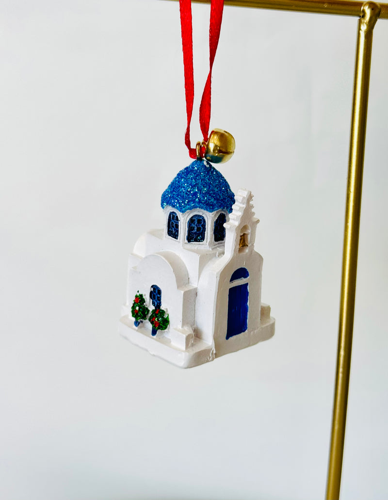 Ceramic Greek Island Church Christmas Ornament