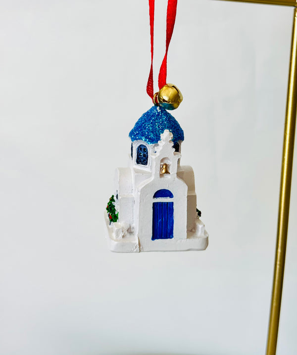 Ceramic Greek Island Church Christmas Ornament