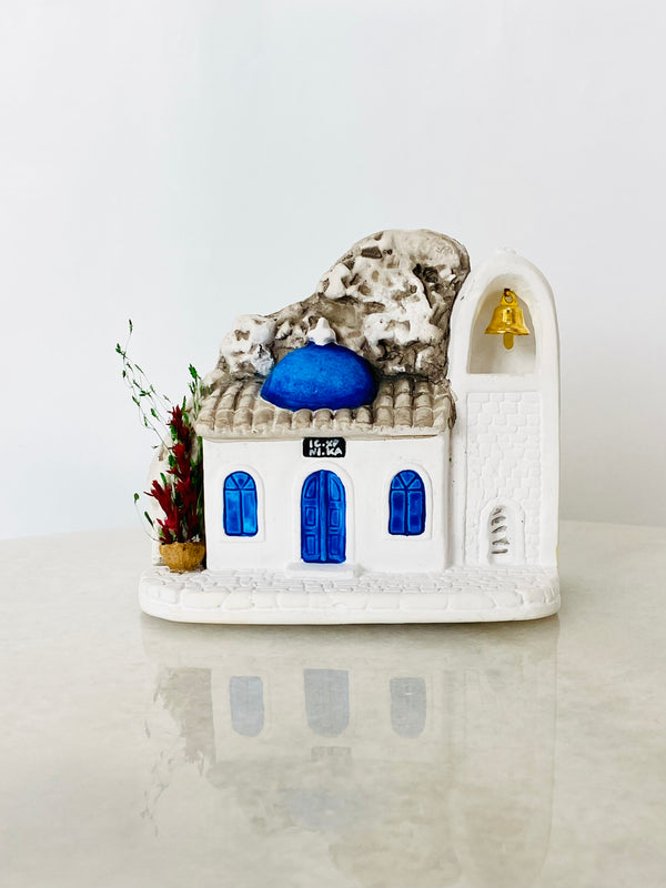 Hand-Crafted Mini Ceramic Greek Church