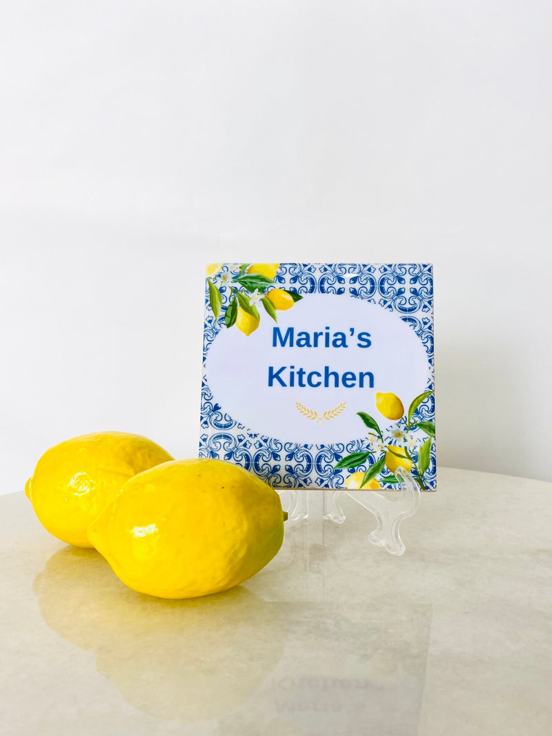 Personalised Lemon Kitchen Tile - any Custom Name