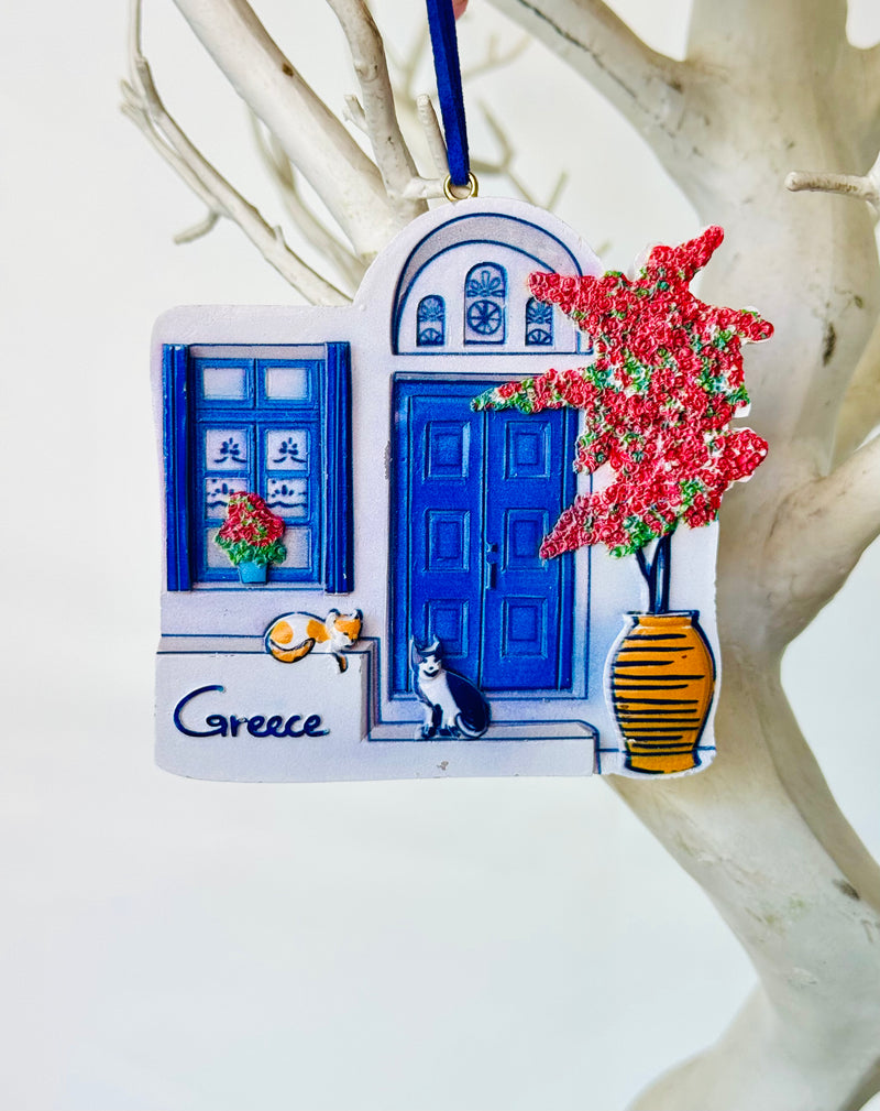 Ceramic Greek Island Christmas Ornament