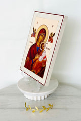 Wooden Icon Panayia & Baby Jesus