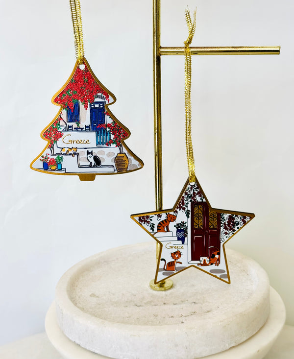 Greek Island Xmas Tree & Star Ornament