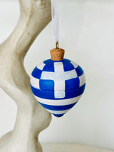 Hand-Painted Greek Flag Bauble