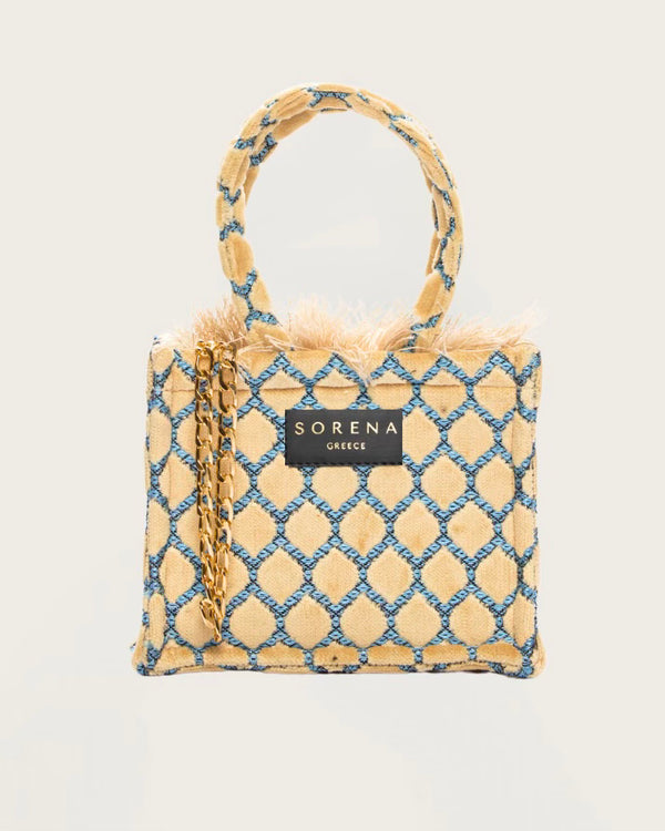 SORENA Gold and Turquoise Mini Tote Bag