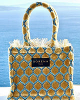 SORENA Gold and Turquoise Mini Tote Bag