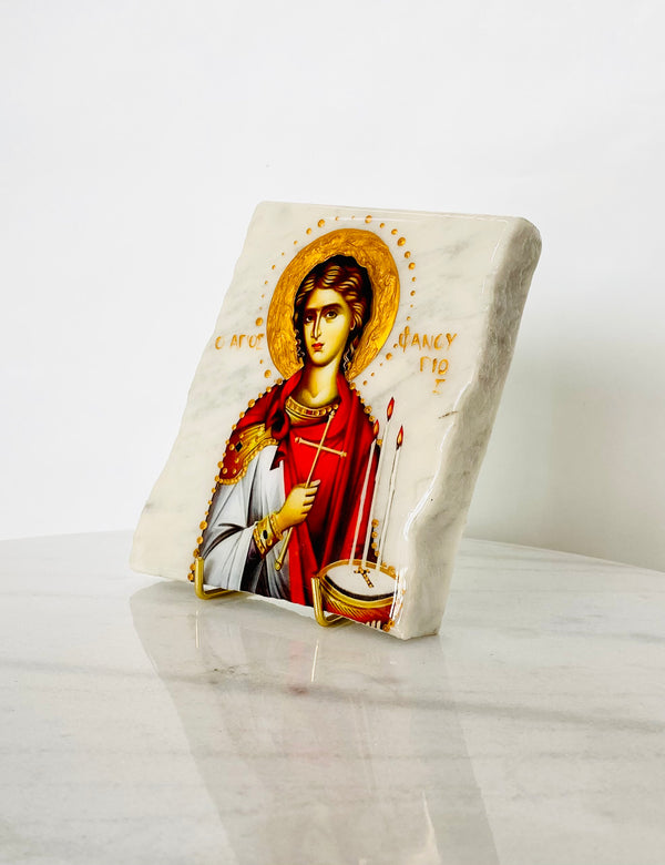 Saint Fanourios Icon on Marble
