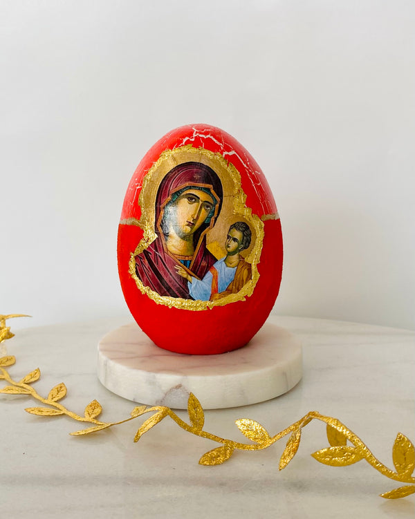 Handmade Easter Egg decor with Panayia icon