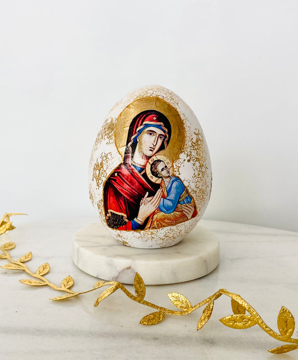 Handmade Easter Egg Decor with Panayia icon