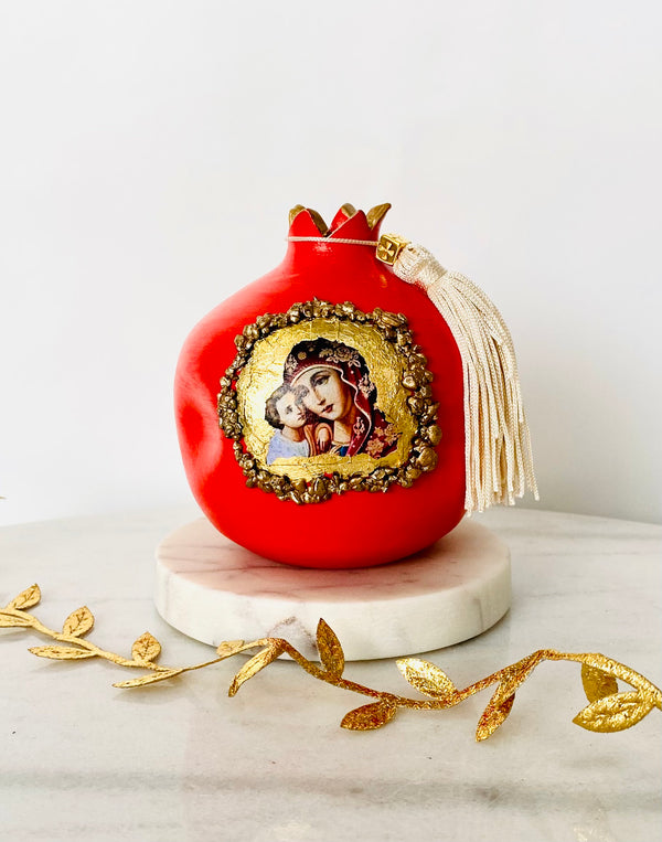 Handmade Pomegranate with Panayia Icon