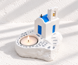 Small Ceramic Greek Church Tealight Holder