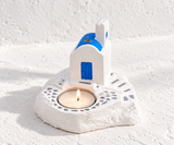 Small Ceramic Greek Church Tealight Holder