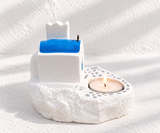 Small Ceramic Greek Church Tealight Holder