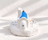 Small Ceramic Greek Church Tealight Holder