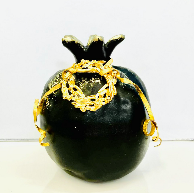 Matte Black Gold Leaf Pomegranate