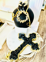 Matte Black Gold Leaf Pomegranate