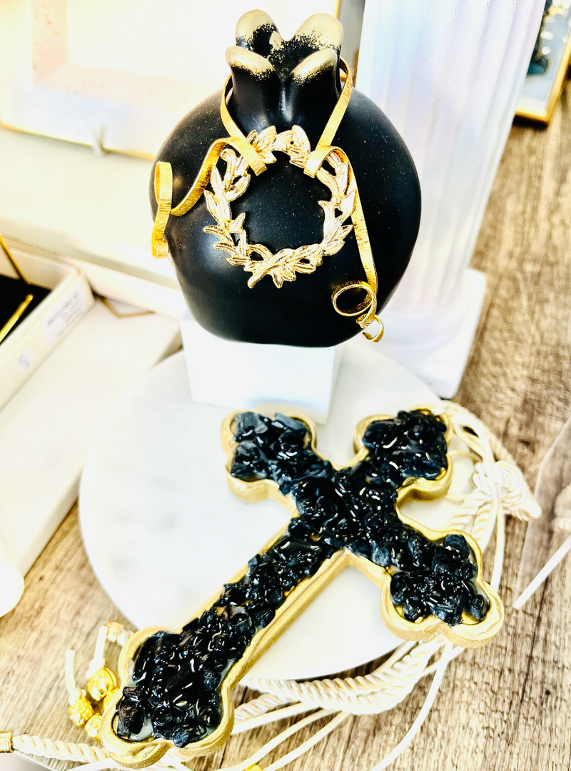 Matte Black Gold Leaf Pomegranate