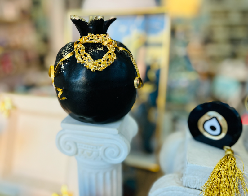 Matte Black Gold Leaf Pomegranate