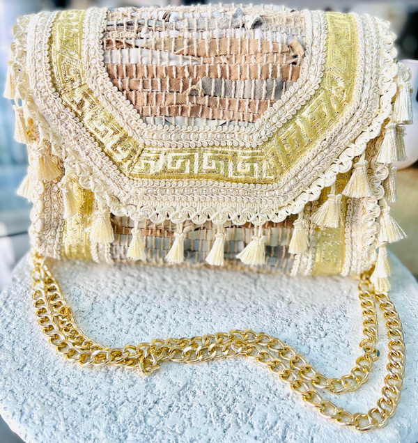 Handmade Gold Key Tassel Shoulder Bag