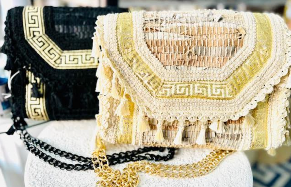 Handmade Gold Key Tassel Shoulder Bag