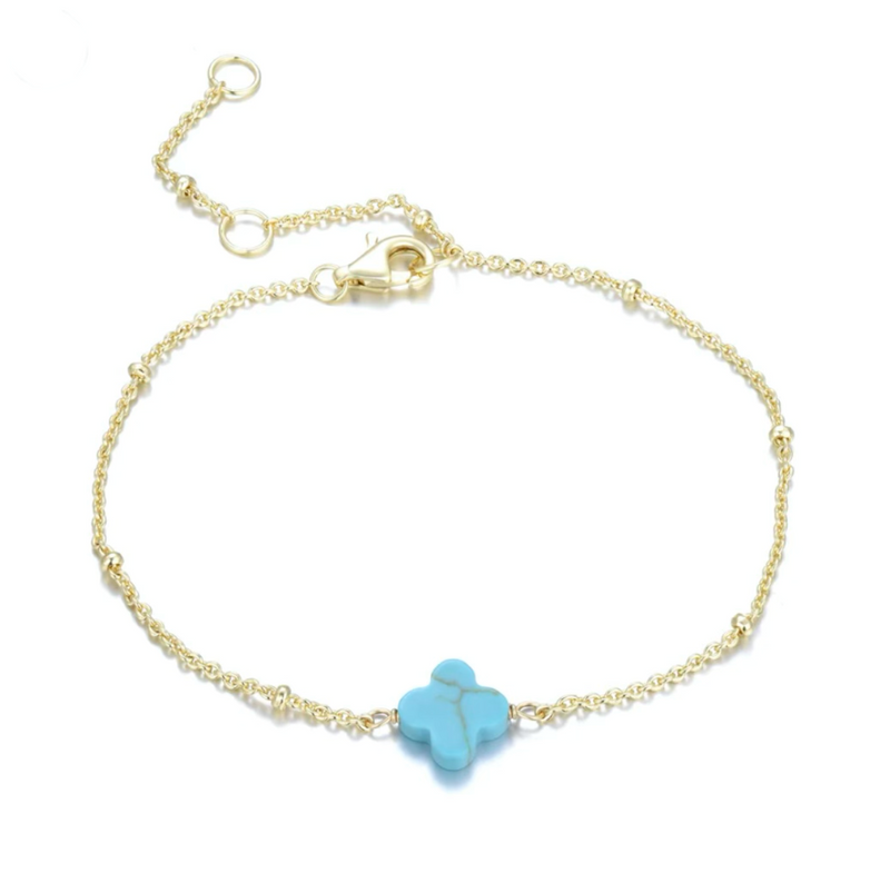 Turquoise Clover Gold Bracelet