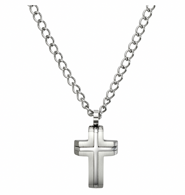 Mens Brush Cross Necklace