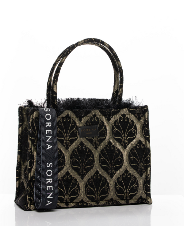 SORENA Black and Gold patterned Tote Bag