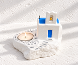Small Ceramic Greek Church Tealight Holder