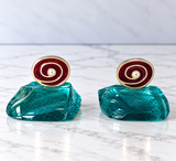 Handcrafted Blue Glass Mati Decor - Red & Gold