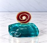 Handcrafted Blue Glass Mati Decor - Red & Gold