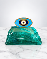 Handcrafted Blue Glass Mati Decor - Blue & Black