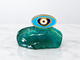 Handcrafted Blue Glass Mati Decor - Blue & Black