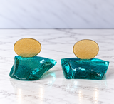 Handcrafted Blue Glass Mati Decor - Red & Gold