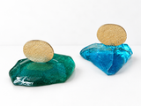 Handcrafted Aqua or Blue Glass Mati Decor - White