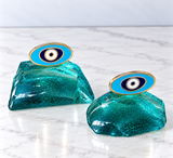 Handcrafted Blue Glass Mati Decor - Blue & Black