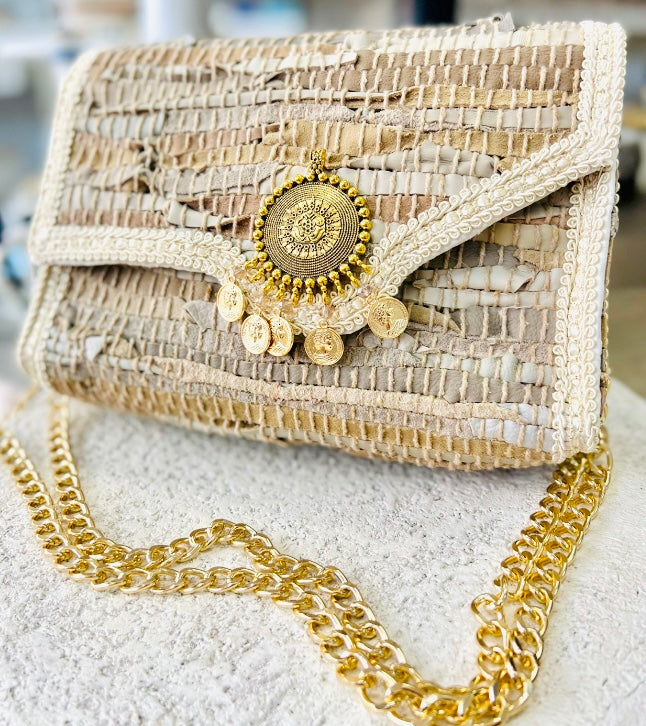 Handmade Beige Coin Bag