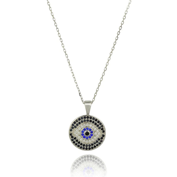 Santorini Evil Eye Silver Necklace