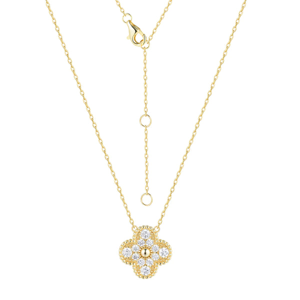 Crystal Clover Necklace - Gold
