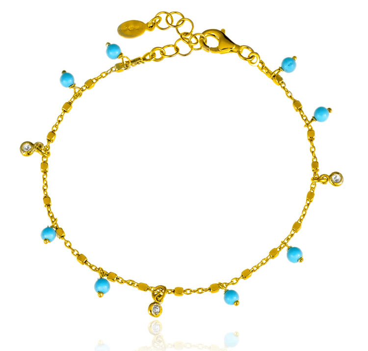 Turquoise beaded Gold Bracelet