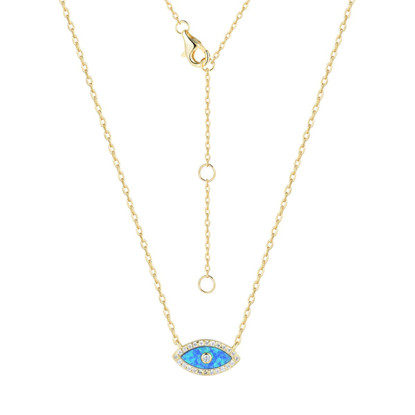 Evil Eye Blue Opal Gold Necklace