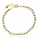 Multi layer Black Beaded Gold Bracelet