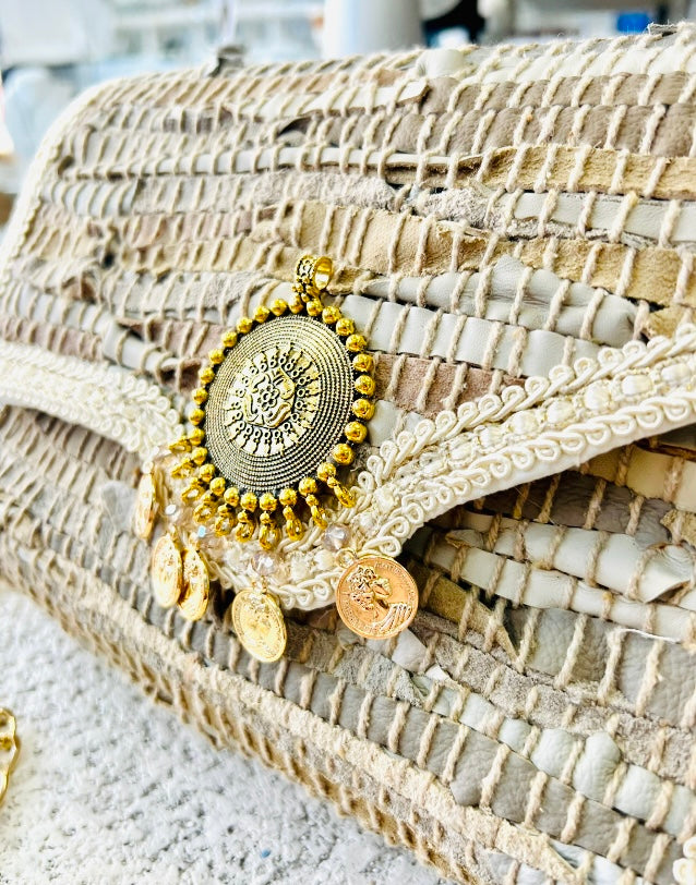 Handmade Beige Coin Bag