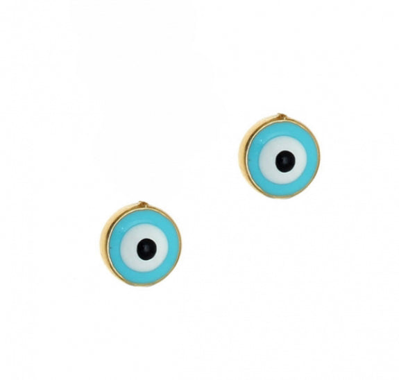 Turquoise Evil Eye Earrings - Gold