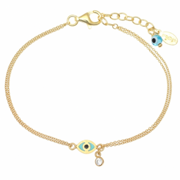 Mini Turquoise Mati Gold Bracelet