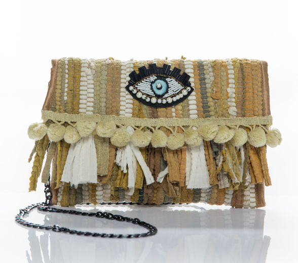 Sorena Beaded Mati Neutral Shoulder Bag