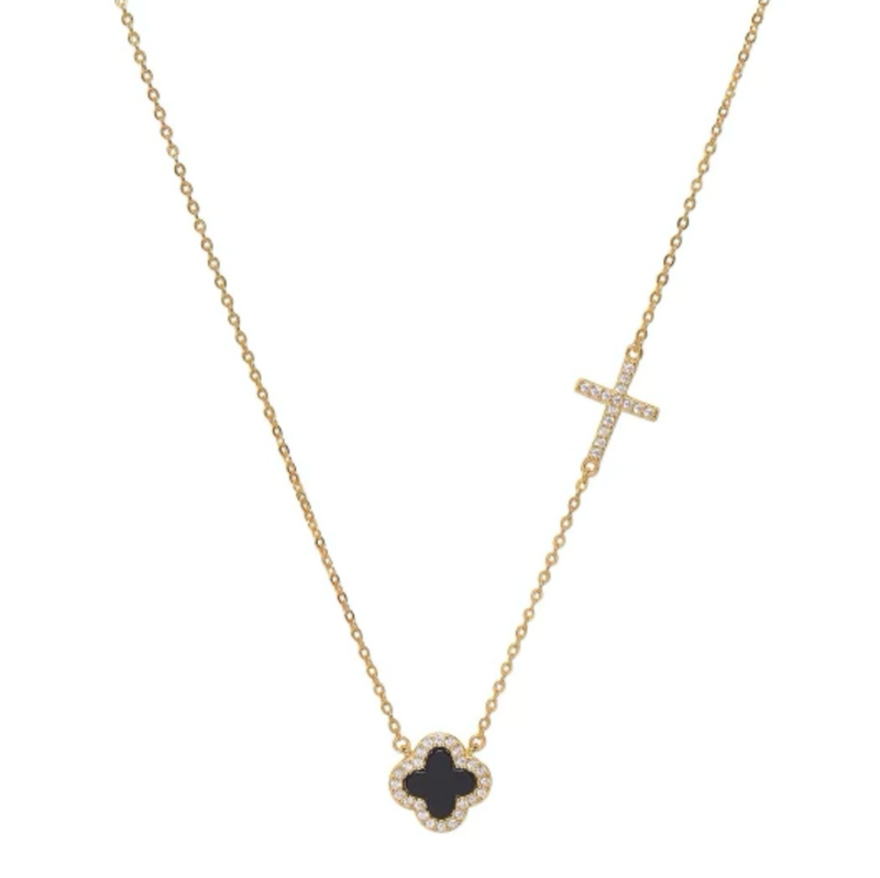 Black Clover Cross Gold Necklace Matakii Shop